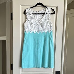 White and Blue Lace Dress